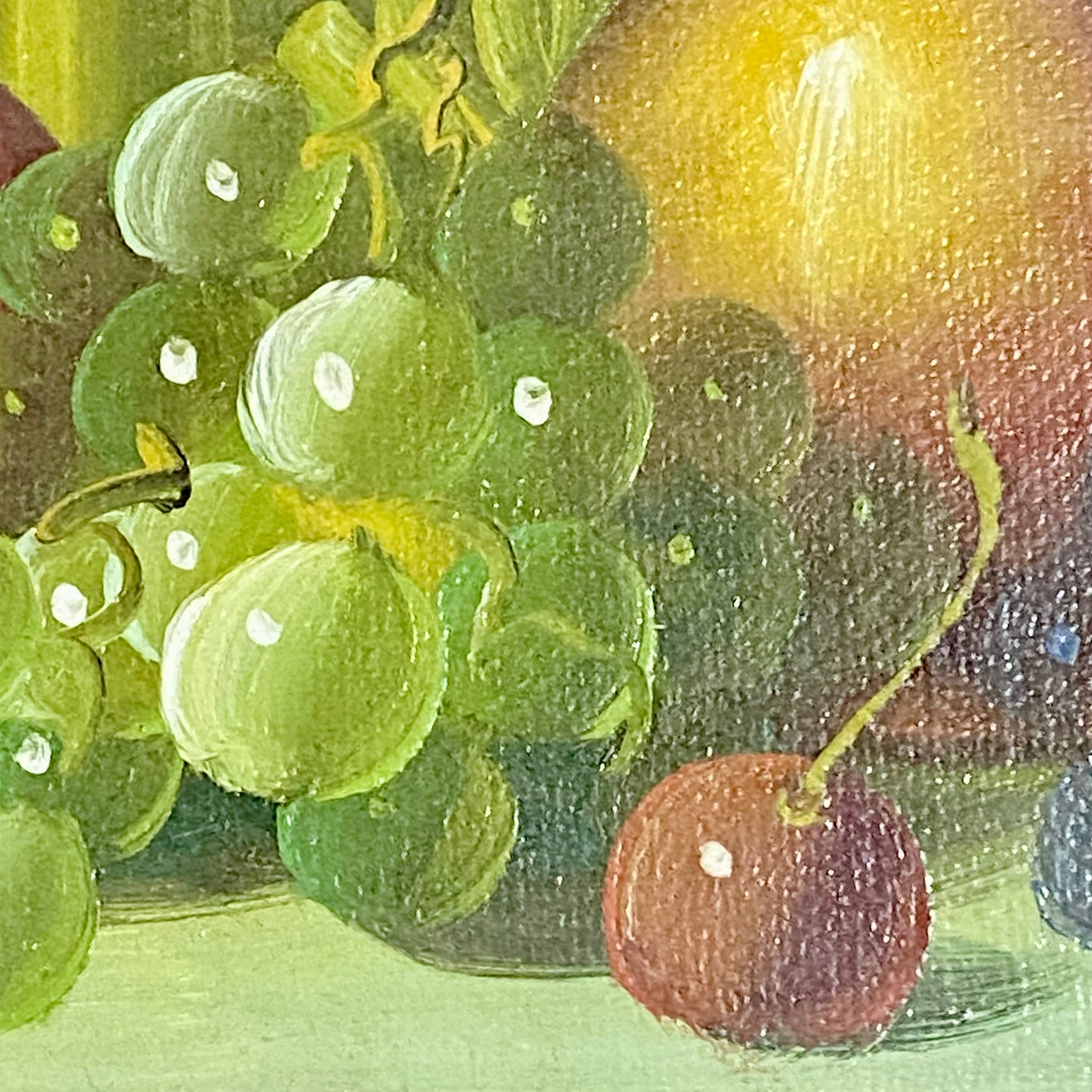 Vintage Fruit Pitcher With Candle Oil On Canvas Painting Gilt Framed & Glazed