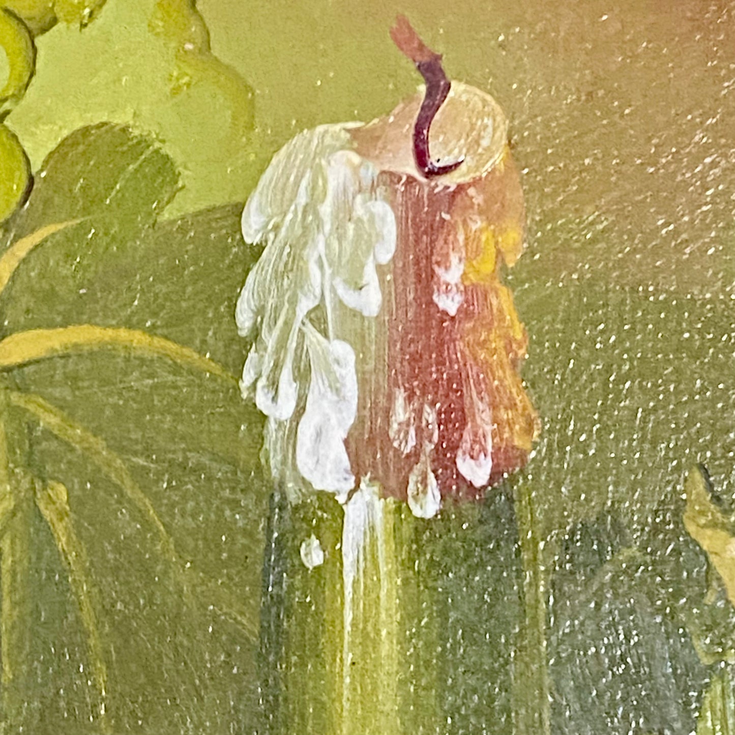 Vintage Fruit Pitcher With Candle Oil On Canvas Painting Gilt Framed & Glazed