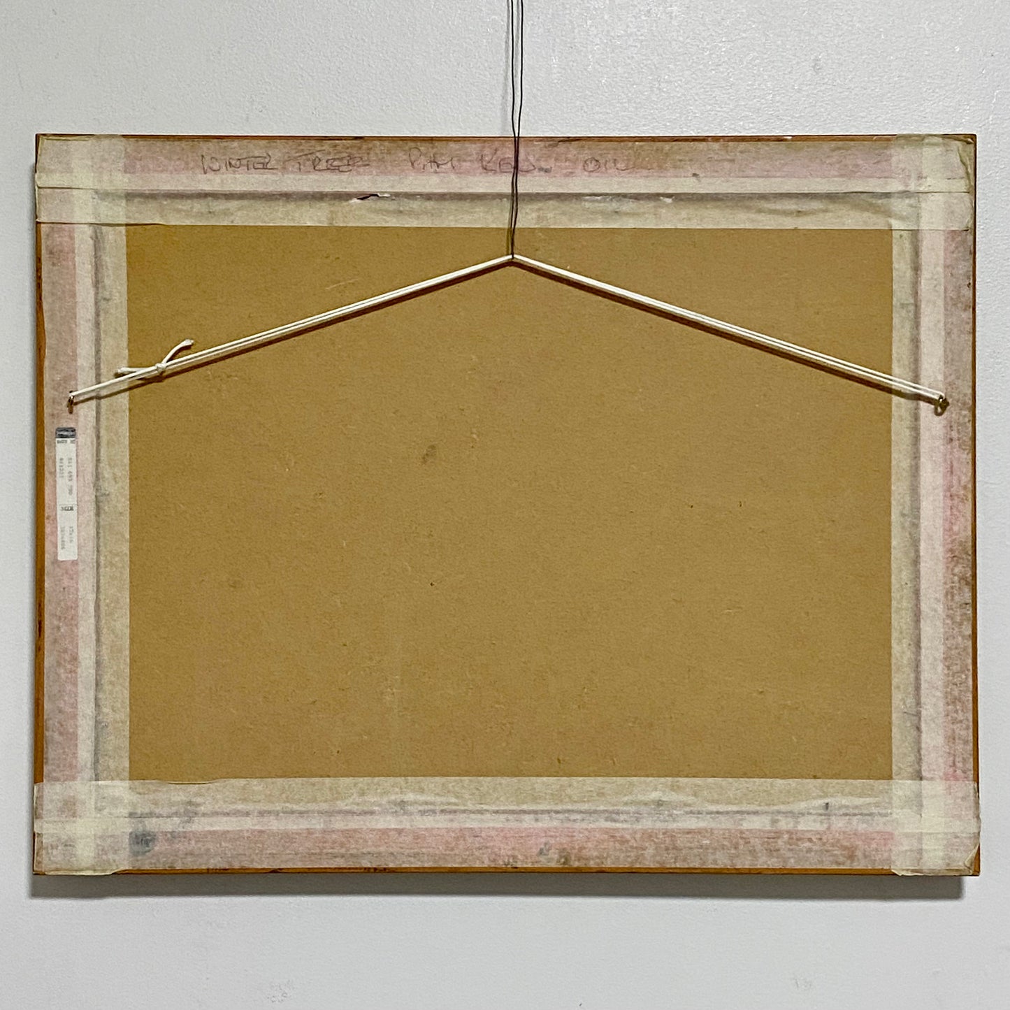 Vintage Rural Snow Field Tree Cottage Scene Painting On Board Signed Gilt Framed