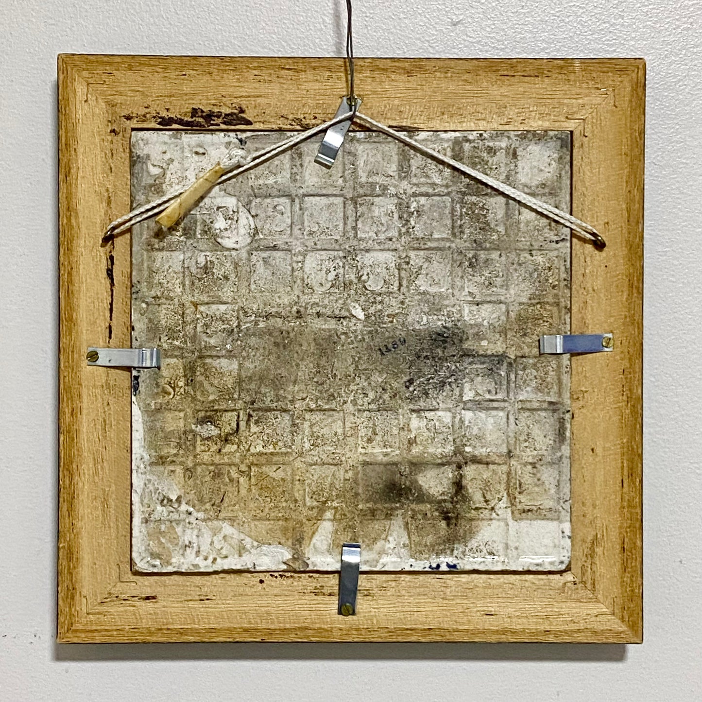 Antique Botanical Floral Flower Ceramic Tile Decorative Art Wooden Framed Rare