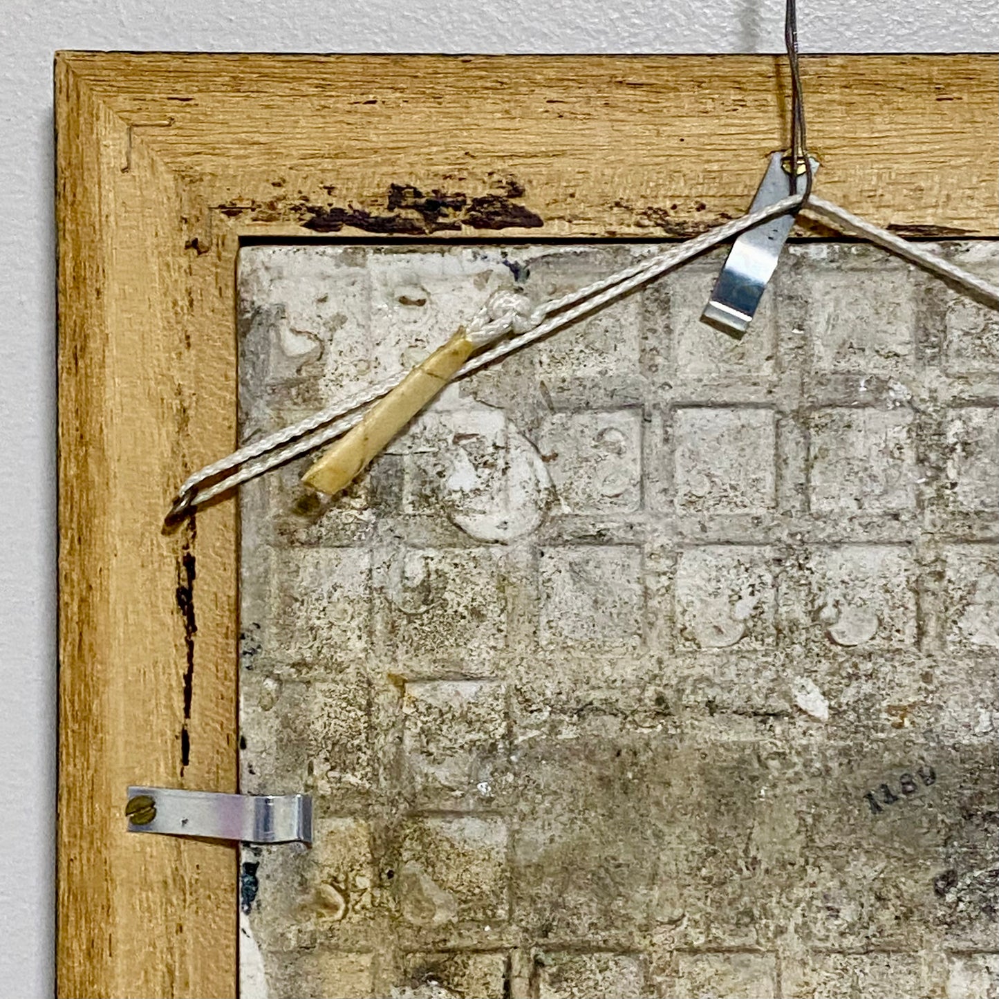 Antique Botanical Floral Flower Ceramic Tile Decorative Art Wooden Framed Rare