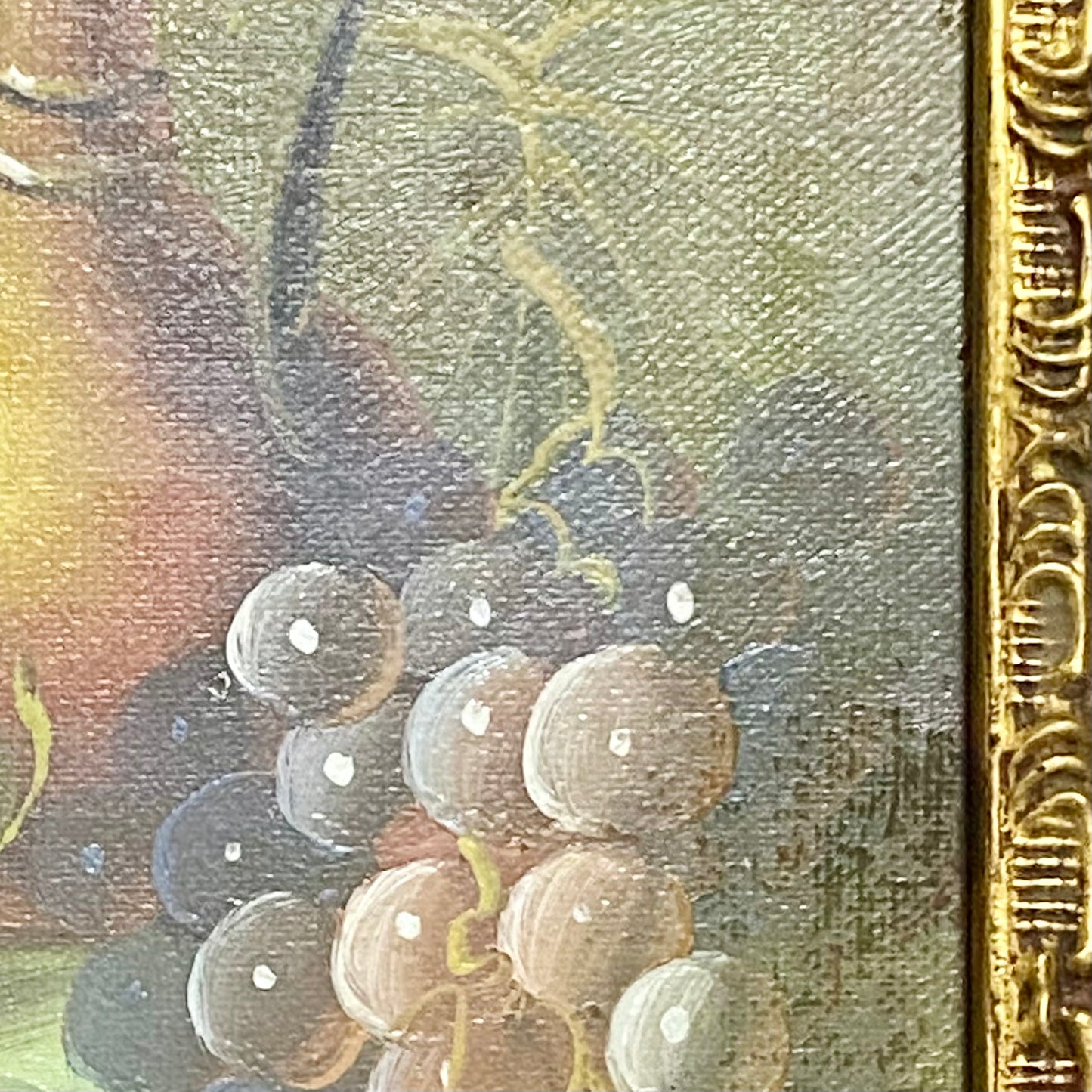 Vintage Fruit Pitcher With Candle Oil On Canvas Painting Gilt Framed & Glazed