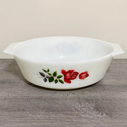 Vintage June Rose Floral Pattern Round Pyrex JAJ 7.5” Art Deco Casserole Dish