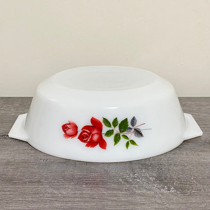 Vintage June Rose Floral Pattern Round Pyrex JAJ 7.5” Art Deco Casserole Dish