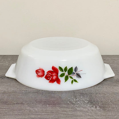Vintage June Rose Floral Pattern Round Pyrex JAJ 7.5” Art Deco Casserole Dish
