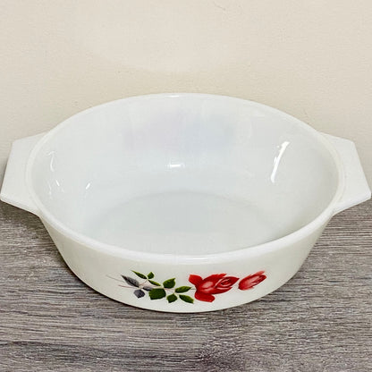 Vintage June Rose Floral Pattern Round Pyrex JAJ 7.5” Art Deco Casserole Dish