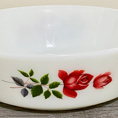 Vintage June Rose Floral Pattern Round Pyrex JAJ 7.5” Art Deco Casserole Dish