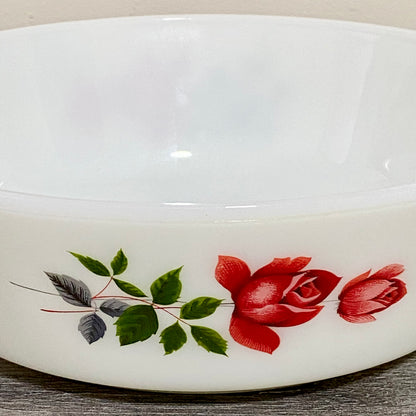 Vintage June Rose Floral Pattern Round Pyrex JAJ 7.5” Art Deco Casserole Dish