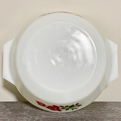 Vintage June Rose Floral Pattern Round Pyrex JAJ 7.5” Art Deco Casserole Dish