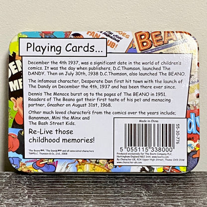 Beano & Dandy 70 Years Of Fun Playing Card Set In Metal Tin 52 Cards Incomplete