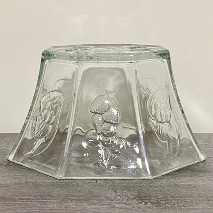 Vintage Large Octagon Shape Salad Fruit & Vegetable Bowl Embossed Art Deco Glass