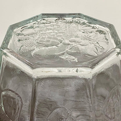Vintage Large Octagon Shape Salad Fruit & Vegetable Bowl Embossed Art Deco Glass