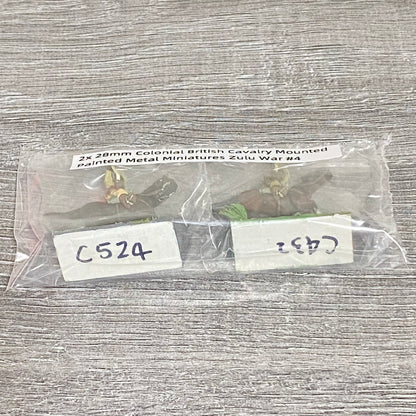2x 28mm Colonial British Cavalry Mounted Painted Metal Miniatures Zulu War #4