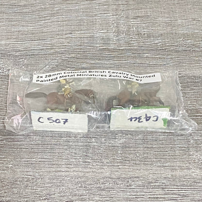2x 28mm Colonial British Cavalry Mounted Painted Metal Miniatures Zulu War #7