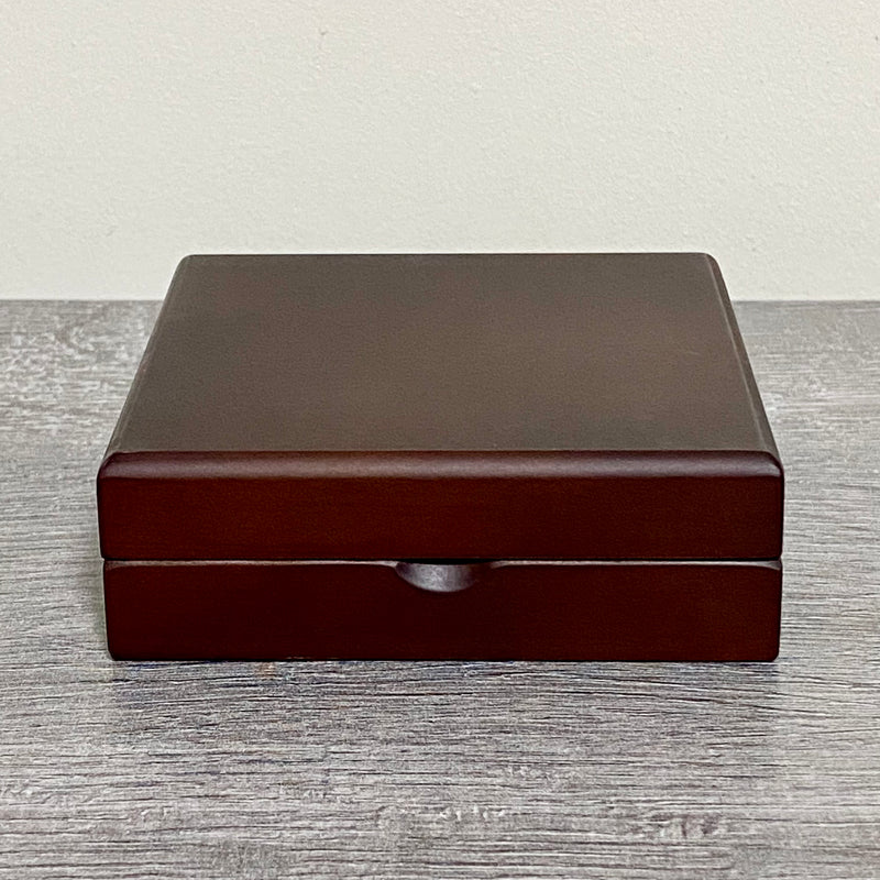 Wooden Square Coin Presentation Case Box Display With Foam Insert & Hinged Lid