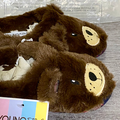 Youngfine Soft Plush Animal Bear Slippers Slip On Shoes Girls Kids UK Size 7/8
