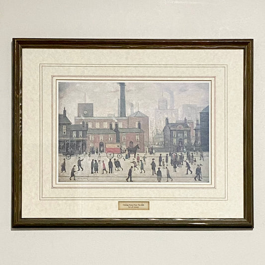 Vintage Coming Home From The Mill Art Print Plate Signed L S Lowry Framed Glazed