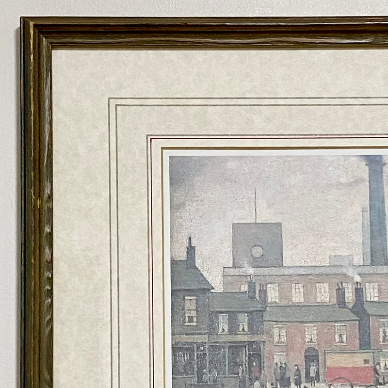 Vintage Coming Home From The Mill Art Print Plate Signed L S Lowry Framed Glazed
