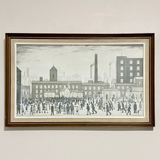 Vintage Outside The Mills Northern England Print Plate Signed L S Lowry Framed