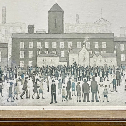 Vintage Outside The Mills Northern England Print Plate Signed L S Lowry Framed