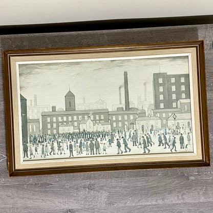 Vintage Outside The Mills Northern England Print Plate Signed L S Lowry Framed