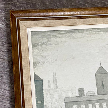 Vintage Outside The Mills Northern England Print Plate Signed L S Lowry Framed