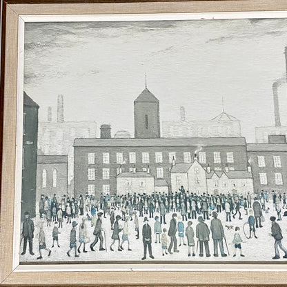 Vintage Outside The Mills Northern England Print Plate Signed L S Lowry Framed