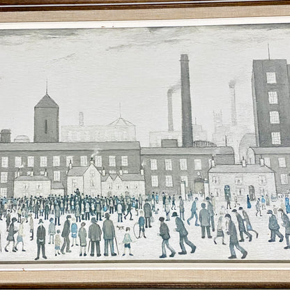 Vintage Outside The Mills Northern England Print Plate Signed L S Lowry Framed