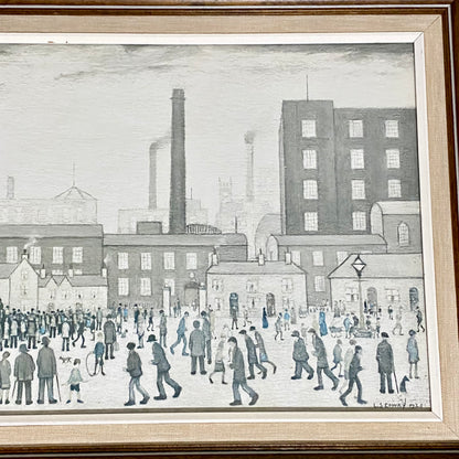 Vintage Outside The Mills Northern England Print Plate Signed L S Lowry Framed