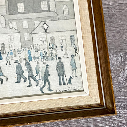 Vintage Outside The Mills Northern England Print Plate Signed L S Lowry Framed