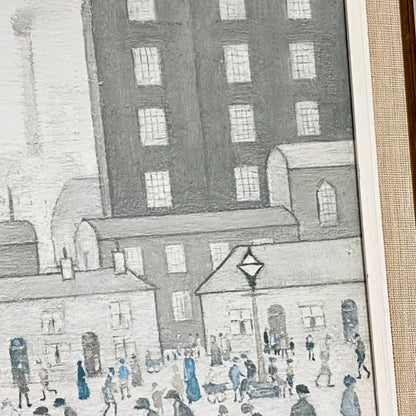 Vintage Outside The Mills Northern England Print Plate Signed L S Lowry Framed