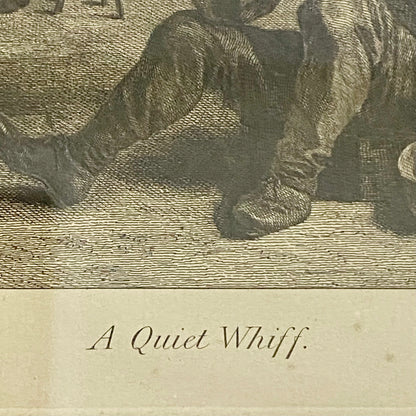 Antique A Quiet Whiff Old Master Engraving After David Teniers Framed & Glazed