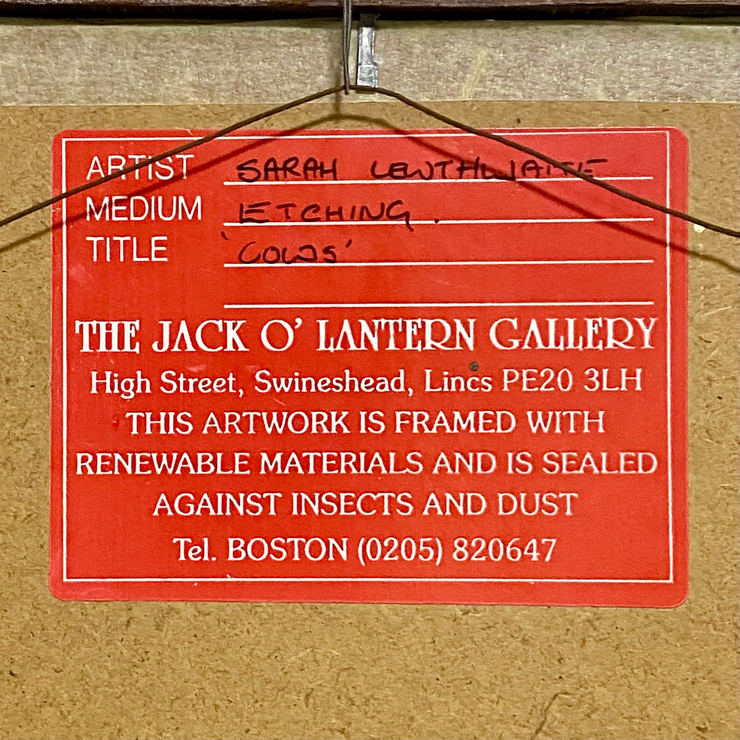 Vintage Cows Etching Signed Sarah Lewthwaite 1992 No.1 / 20 Framed & Glazed Rare