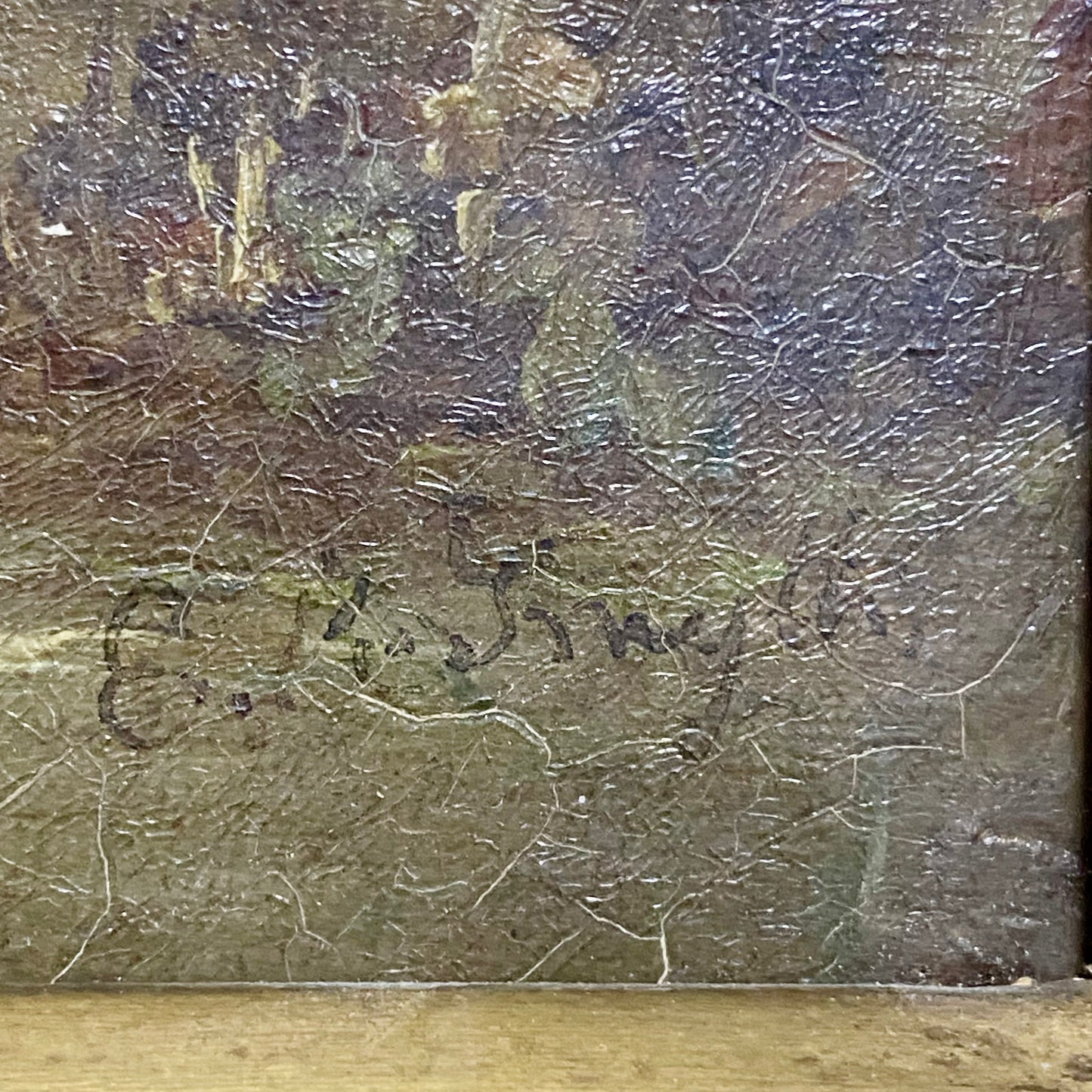 Antique 19th Century Horse & Foal Oil On Canvas Painting Signed E R Smyth Framed