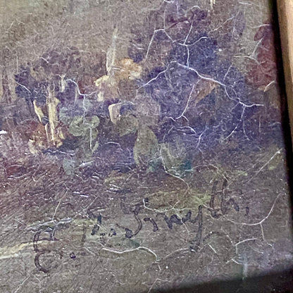 Antique 19th Century Horse & Foal Oil On Canvas Painting Signed E R Smyth Framed