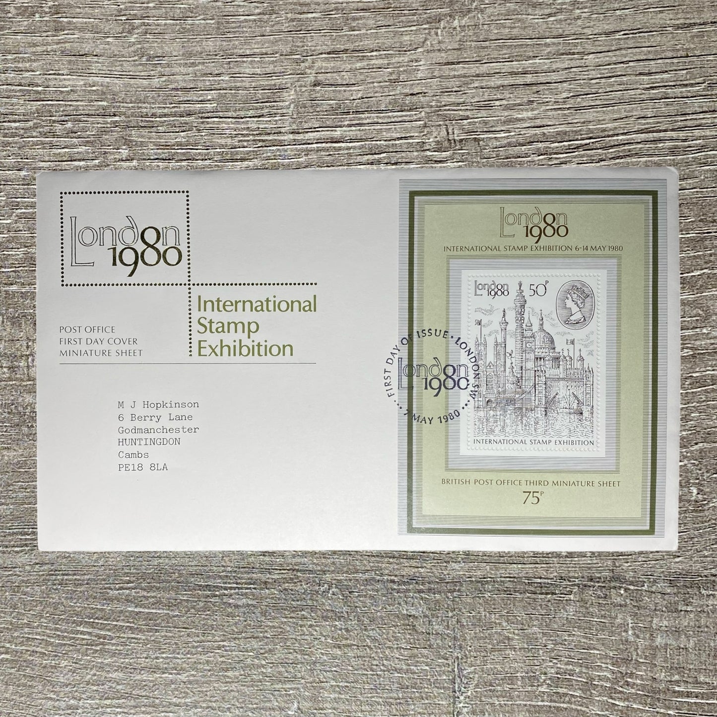 GB FDC 50p Miniature Sheet London 7th May 1980 International Stamp Exhibition