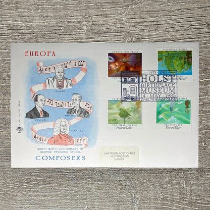 GB FDC 1985 300th Birth Anniversary George Postmarked Holst Birthplace Museum