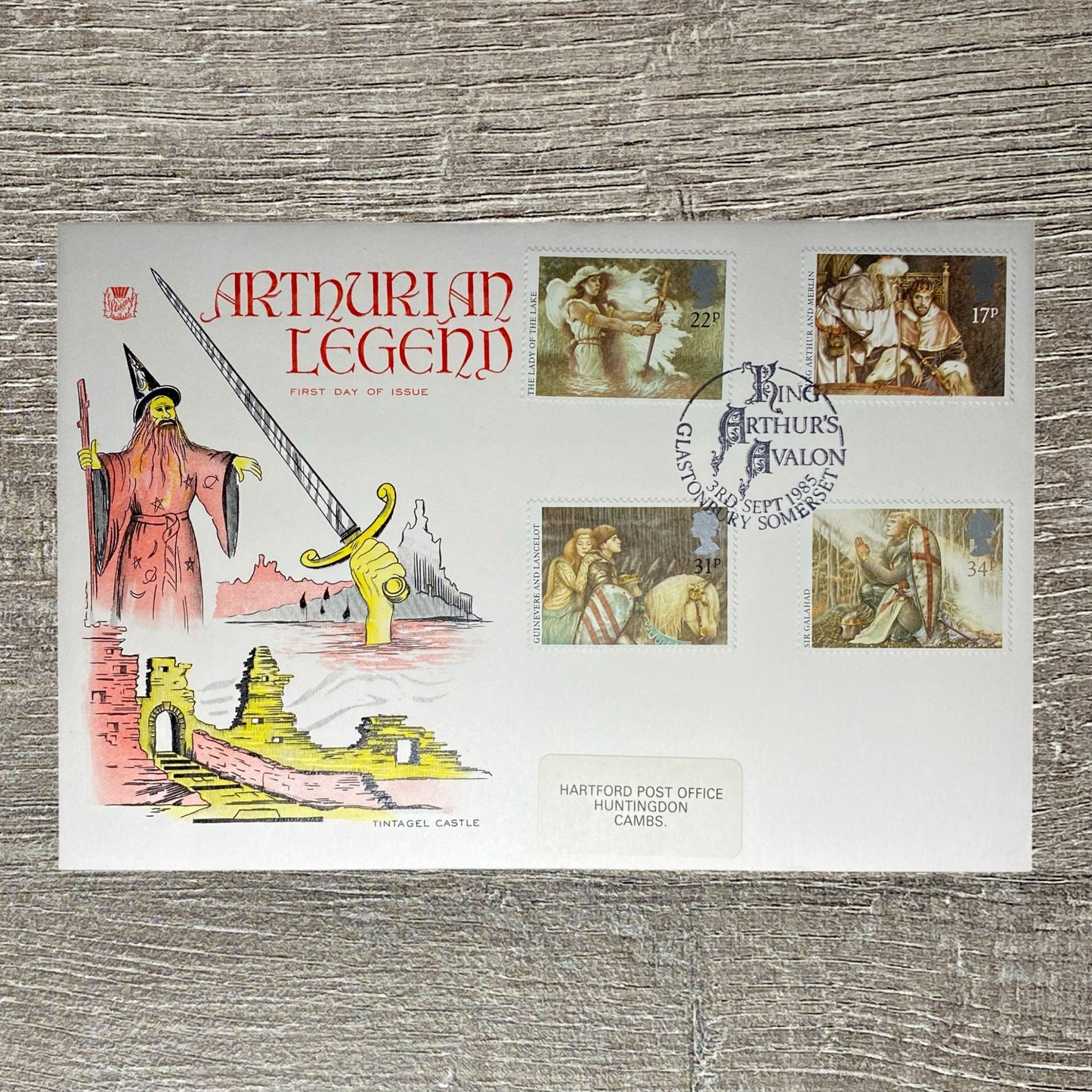 GB FDC 1985 King Arthur Arthurian Legend Tintagel Castle Glastonbury Somerset