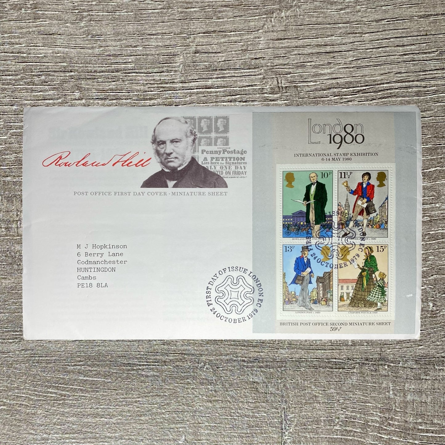 GB Post Office FDC 1979 London Sir Rowland Hill Miniature Sheet Stamp Exhibition