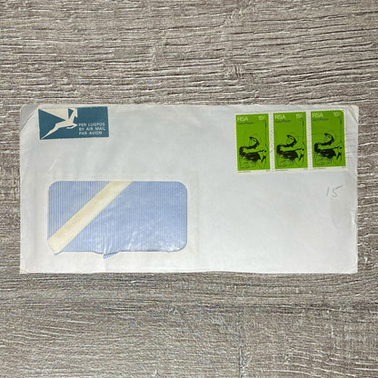 Vintage Postal Cover 1976 Air Mail South African 3x Stamps Gary Player RSA 15c