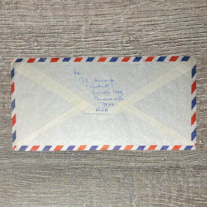 Vintage Air Mail Par Avion Cover South Africa To England Cambridge RSA 15c Stamp