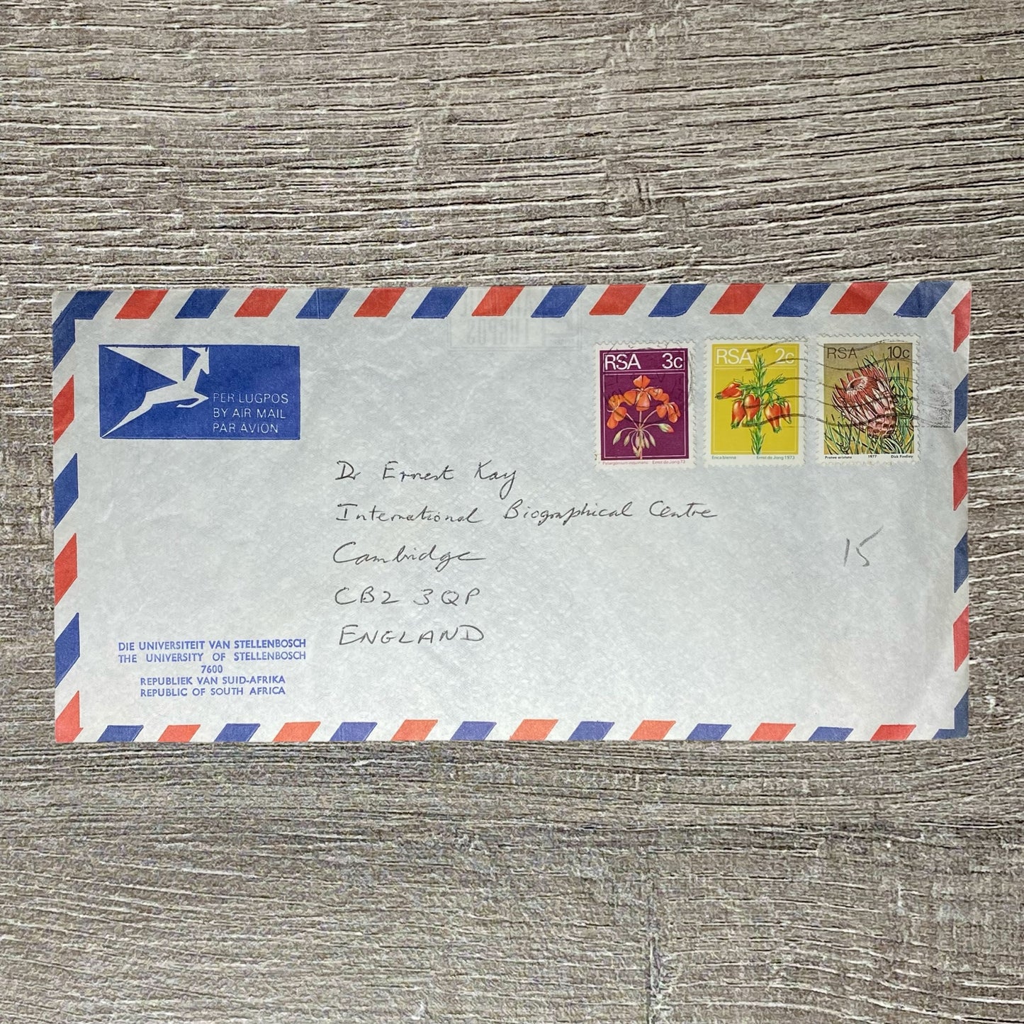 1970s Air Mail Par Avion Cover South Africa To England Cambridge RSA 2c 3c 10c