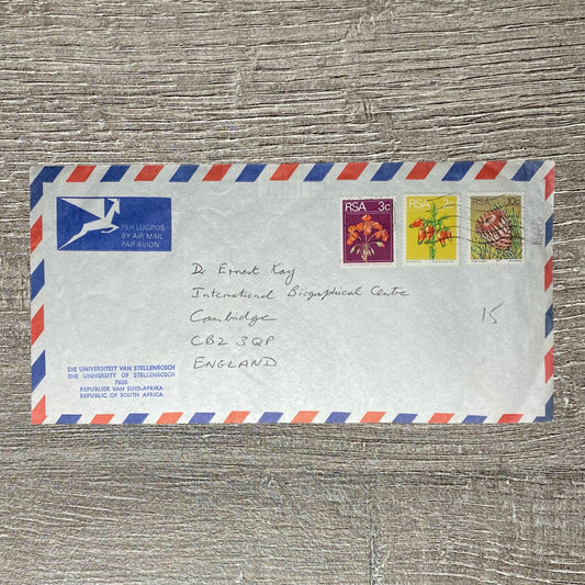 1970s Air Mail Par Avion Cover South Africa To England Cambridge RSA 2c 3c 10c