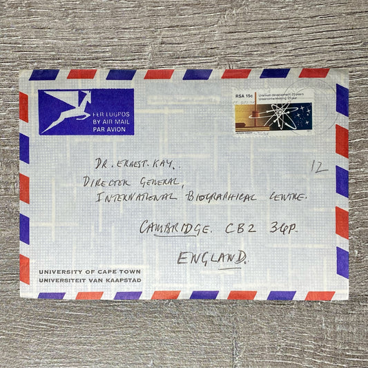 1977 Air Mail Par Avion South Africa England Cape Town Uranium 25 Years RSA 15c