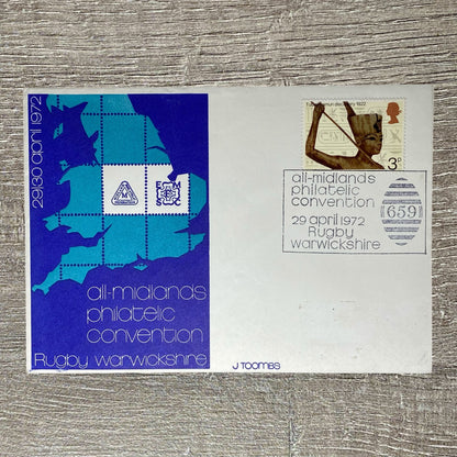 GB Cover 1972 All-Midlands Philatelic Convention Rugby 1922 Tutankhamun's Tomb