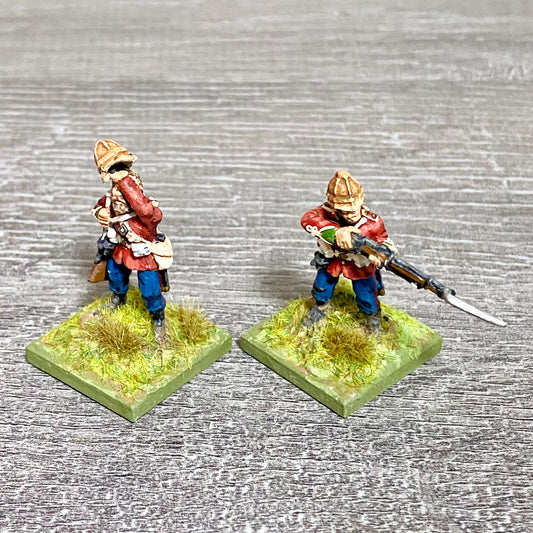 2x 28mm 24th Regiment Figures Painted Metal Perry Miniatures Zulu Wargames #34