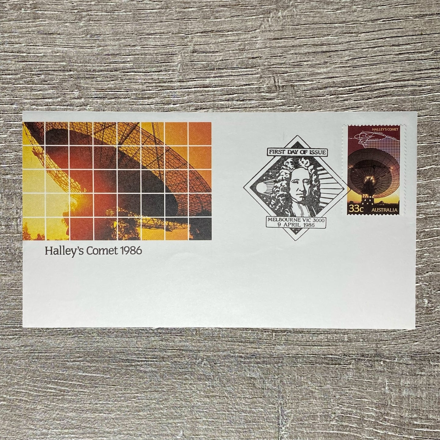 Australian First Day Cover April 1986 Halley's Comet 33c Radio Telescope Stamp