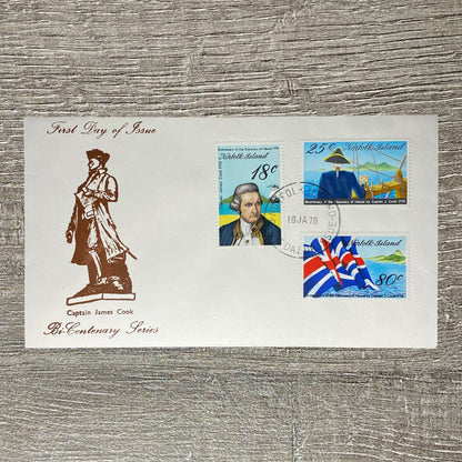 GB FDC Philatelic Cover Jan 1978 Captain James Cook Bi-Centenary Series Norfolk