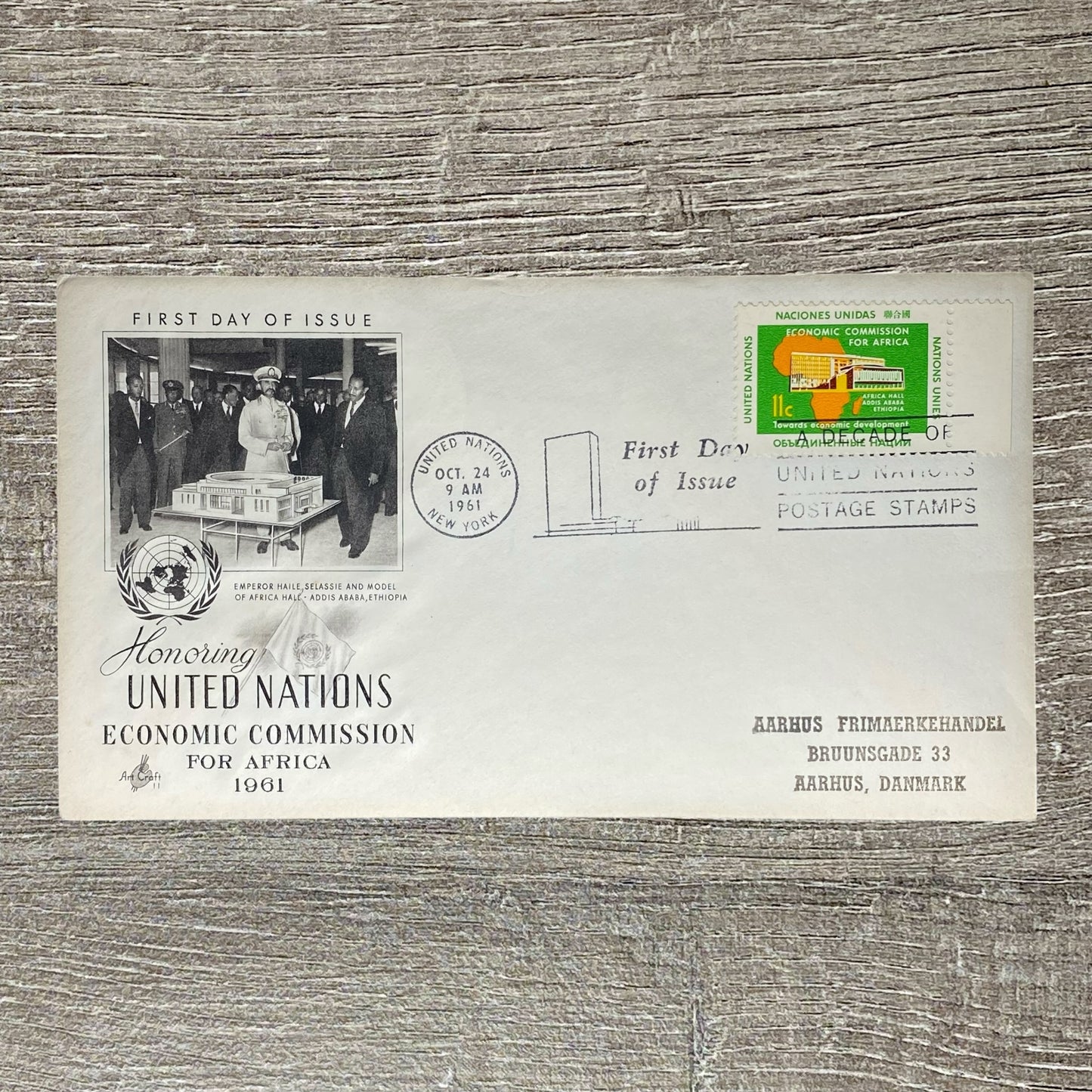 United Nations FDC 1961 Honors The UN Economic Commission For Africa 11c Stamp