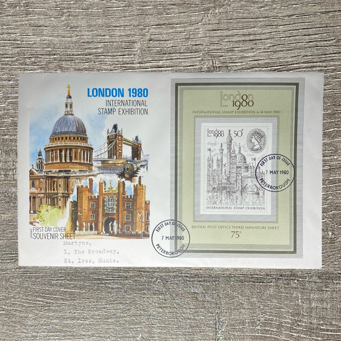 GB FDC May 1980 London International Stamp Exhibition Peterborough Postmarked